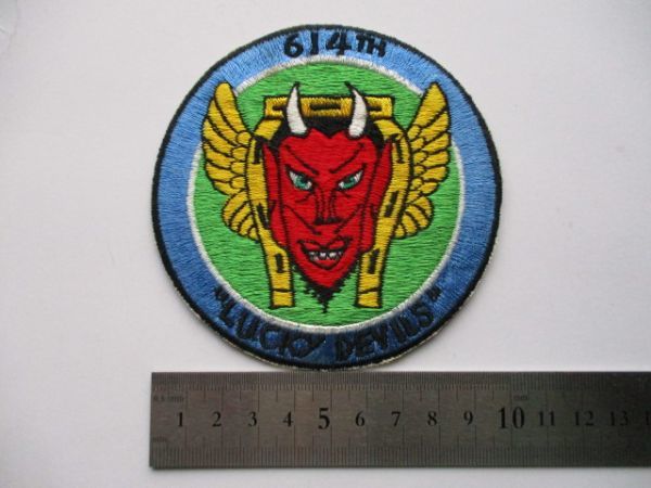 【送料無料】アメリカ空軍614TH LUCKY DEVILSパッチ悪魔ワッペン/横振り刺繍ラッキーpatchエアフォースAIR FORCE米空軍USAF米軍デビル M67_画像8