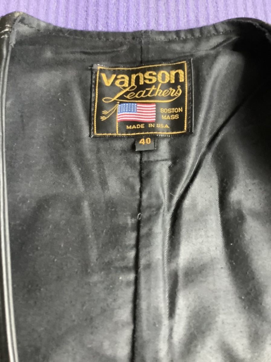 レザーベスト VANSON サイズ４０バンソン_画像3