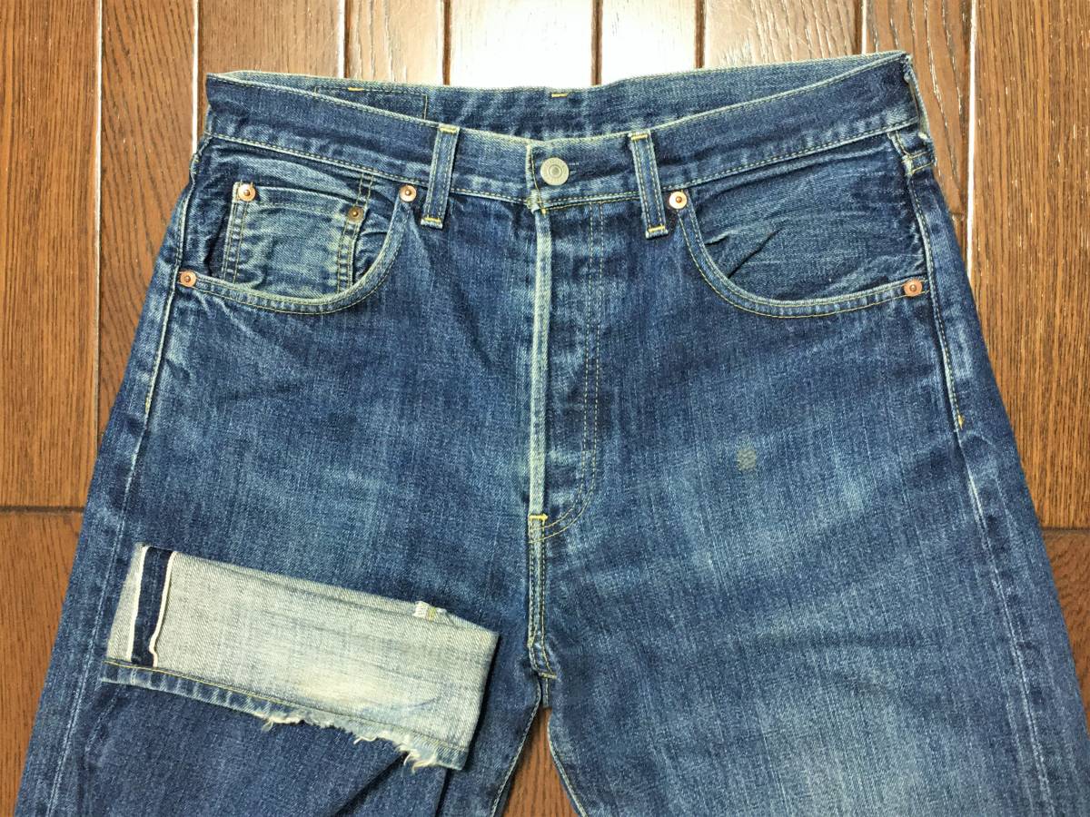 リーバイス ＬＥＶＩ’Ｓ ５０３ＢＸＸ ビンテージ レプリカ ひげ落ち ジーンズ ｗ３４ ボタンフライ 赤耳 ビッグＥ 復刻 デニム 日本製の画像1