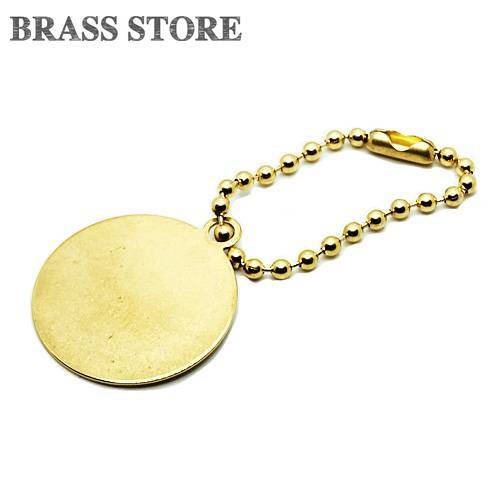  ball chain attaching brass plate ( Circle ) key holder key ring necklace awareness . military brass pendant top 