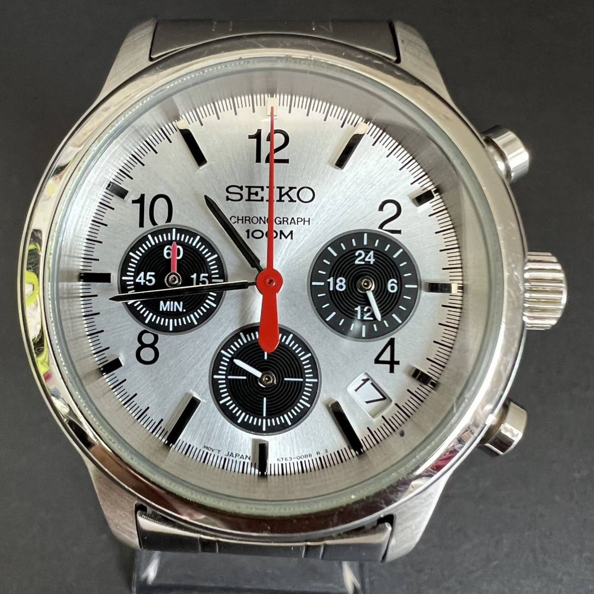 SEIKO セイコー QZ 6T63-00A0 クロノグラフ デイト ラウンド シルバー字盤 メンズ腕時計  稼働品(セイコー)｜売買されたオークション情報、yahooの商品情報をアーカイブ公開 - オークファン（）