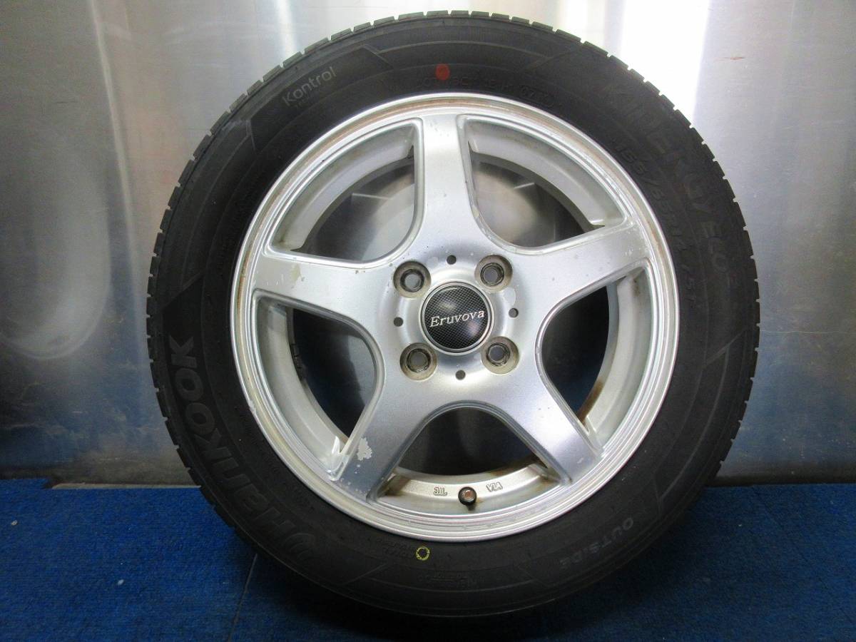 ★8.5分山★19年製★ HANKOOK KINERGY ECO2 155/65R14　社外ホイール 14×4.5J +45 4H-100 4本セット 軽自動車等　D124 _画像4