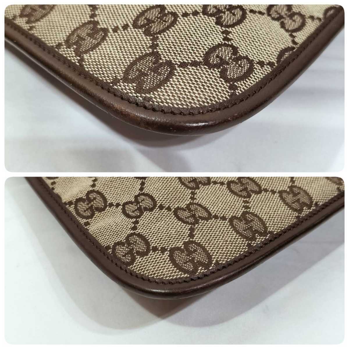 【美品】正規品 GUCCI グッチ ショルダーバッグ GGキャンバス サコッシュ 斜め掛け 肩掛け かばん 鞄 ポシェット ベージュ
