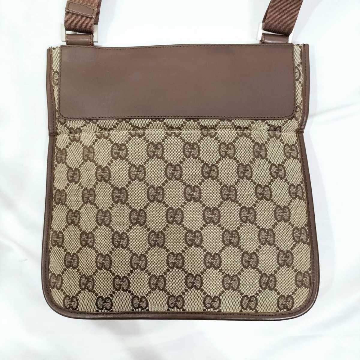 【美品】正規品 GUCCI グッチ ショルダーバッグ GGキャンバス サコッシュ 斜め掛け 肩掛け かばん 鞄 ポシェット ベージュ