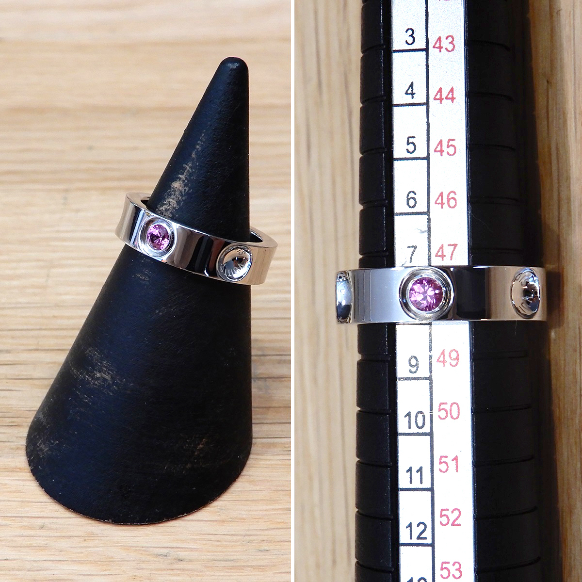 [ as good as new ] Louis Vuitton ptito bar g Anne plan toK18WG white gold 1P pink sapphire ring #47 7 number ring 09996