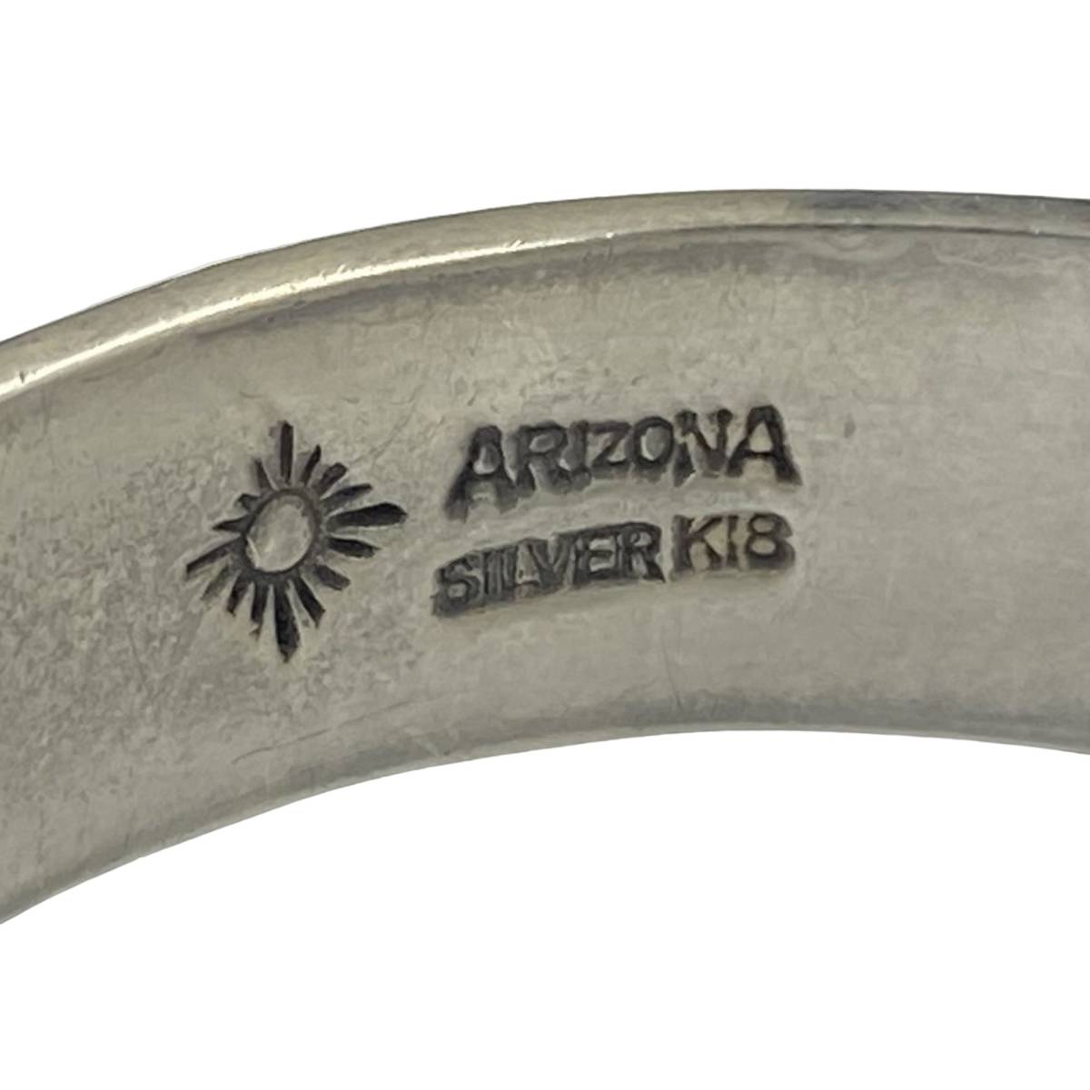 ARIZONA FREEDOM アリゾナフリーダム K18 太陽神 メタル 打込み シルバー アラベスク 唐草 12mm 平打ち バングル ブレスレット フェザー_画像6