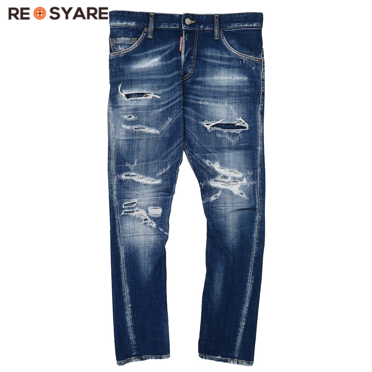 美品 ディースクエアード 2023SS 74LB1265 S30342 SEXY TWIST JEANS ダメージ ウォッシュ リペア加工 ボタンフライ デニム パンツ 44 45461