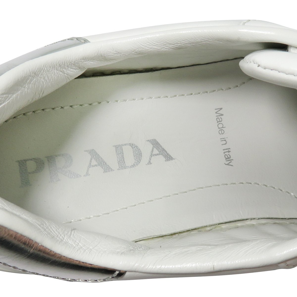 美品 PRADA プラダ 536 ロゴ レザー レースアップ 厚底 ダッド
