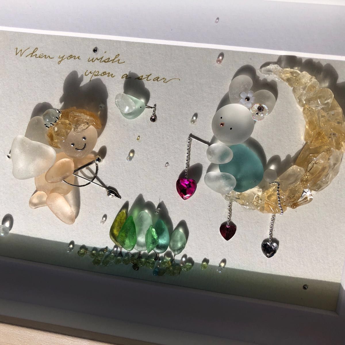 catch the heart ☆ シーグラスアート 天使 エンジェル 月 うさぎ