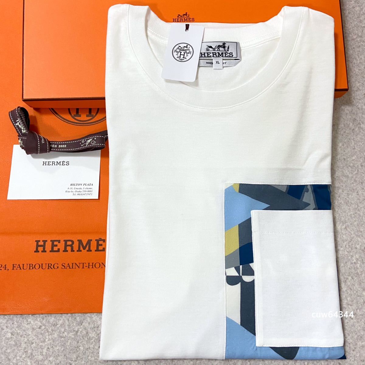 国内正規品 未使用 XL 22SS～ Hermes エルメス ズアヴ・ドラゴン シルクツイル プリントパッチ Tシャツ 白 タグ・純正BOX・ショップカード