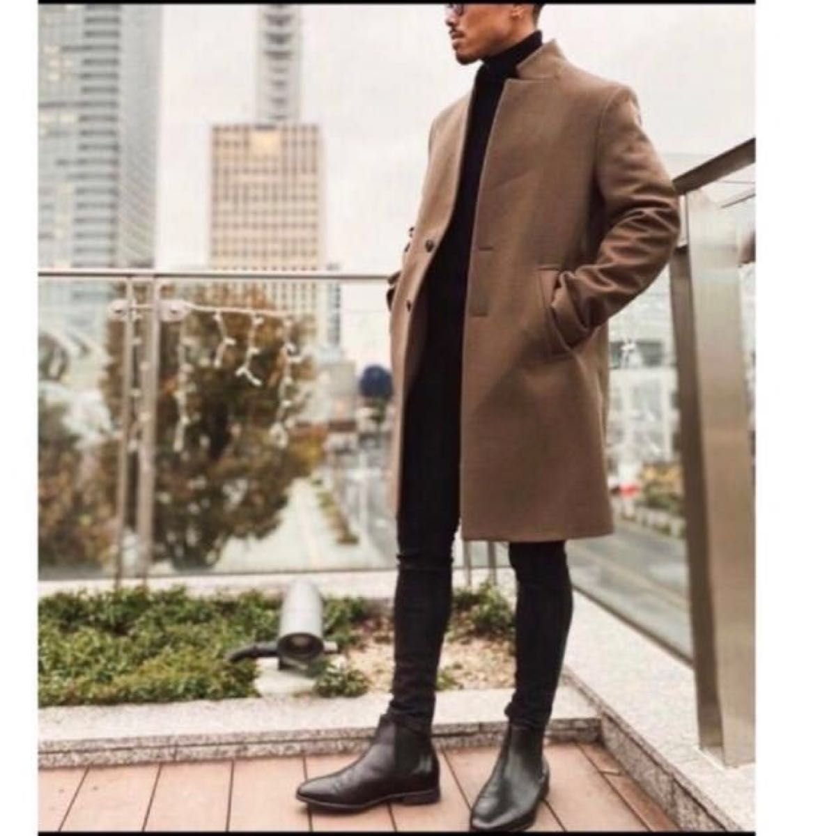 美品 ZARA 立襟 ベージュ ロングコート チェスター キャメル 美品 ZARA 立襟 ベージュ ロングコート チェスター キャメル