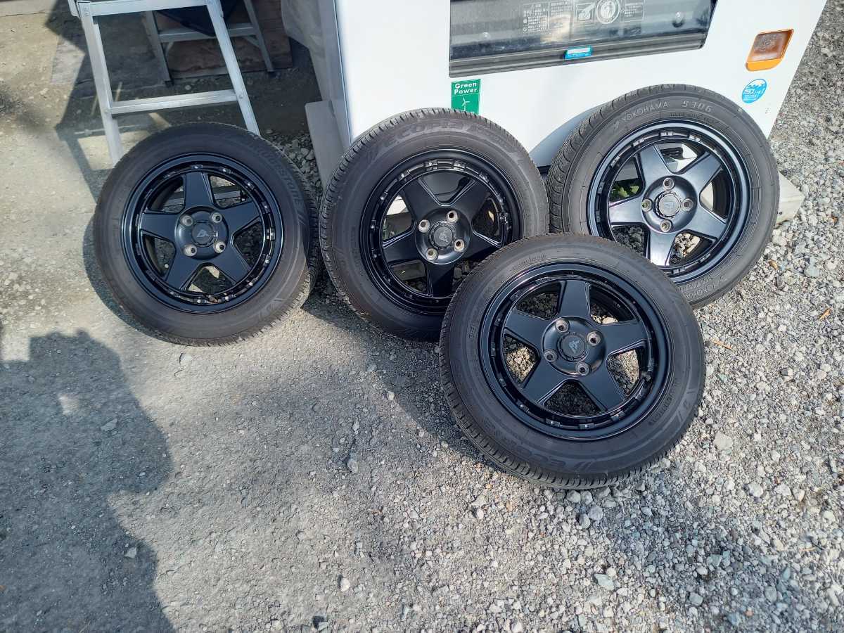 4本セット マッドヴァンス風 14x4.5J 4/100 +45 ブラック 155/65R14 _画像1