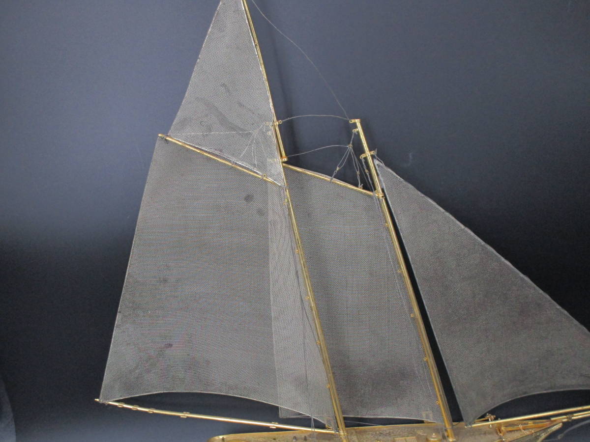 真鍮製 帆船 ヨット 模型 置物 1.3Kg 高さ50cmの画像4