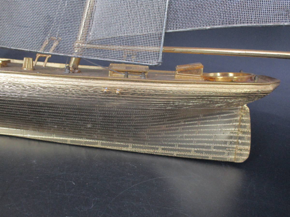 真鍮製 帆船 ヨット 模型 置物 1.3Kg 高さ50cmの画像7