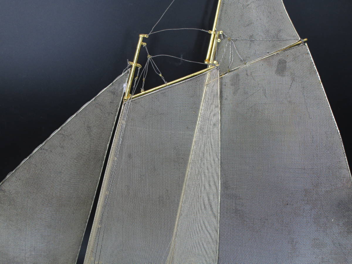 真鍮製 帆船 ヨット 模型 置物 1.3Kg 高さ50cmの画像8