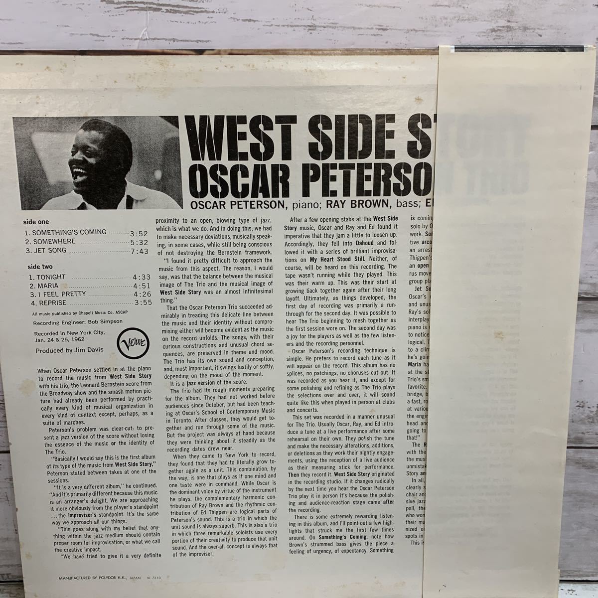 【中古品】オスカー・ピーターソン・トリオ / ウエストサイド物語 帯付 LPレコード OSCAR PETERSON TRIO WEST SIDE STORY ジャズ_画像3