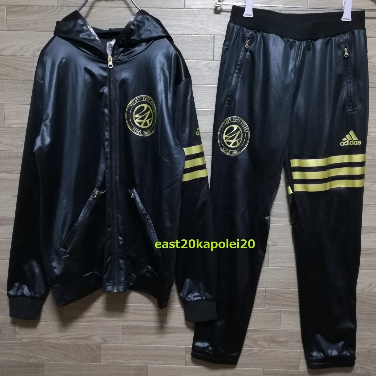 adidas × 24karats 限定 コラボ アディダス 光沢 ジャージ ジャケット パンツ 上下 セット S 金/黒 ゴールド ブラック EXILE 三代目 JSB_画像4