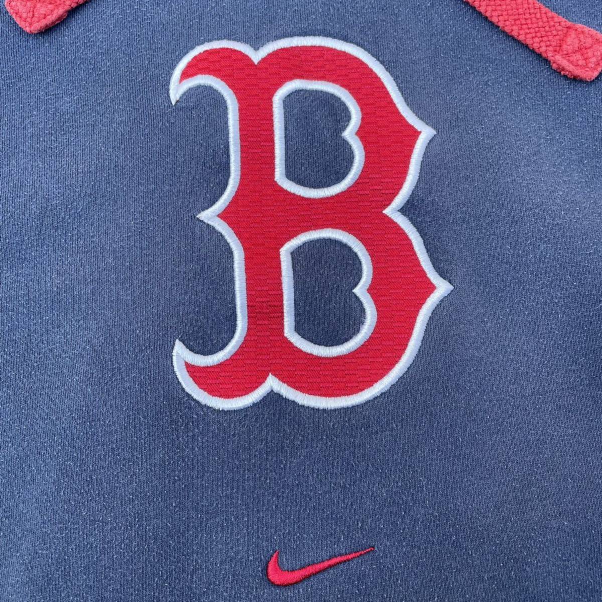 【】 90s NIKE × RED SOX プルオーバー パーカー ヴィンテージ センタースウォッシュ ストリート アメカジ 刺繍 スウェットパーカー L_画像3