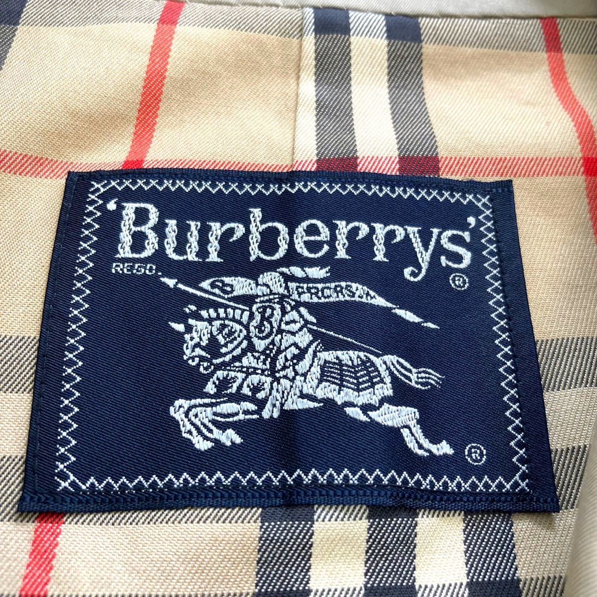 【Burberry】バーバリー 90s ステンカラーコート ノバチェック 比翼ボタン 90年代 ヴィンテージ スプリングコート C-TK83 ベージュ  カーキ
