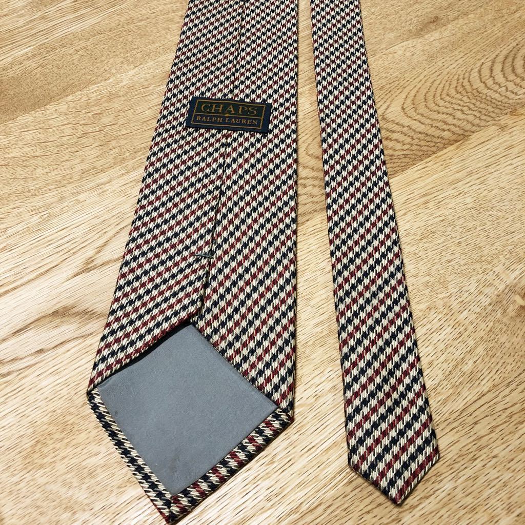 *CHAPS RALPH LAUREN tea ps Ralph Lauren brand necktie made in Japan silk light brown stripe 