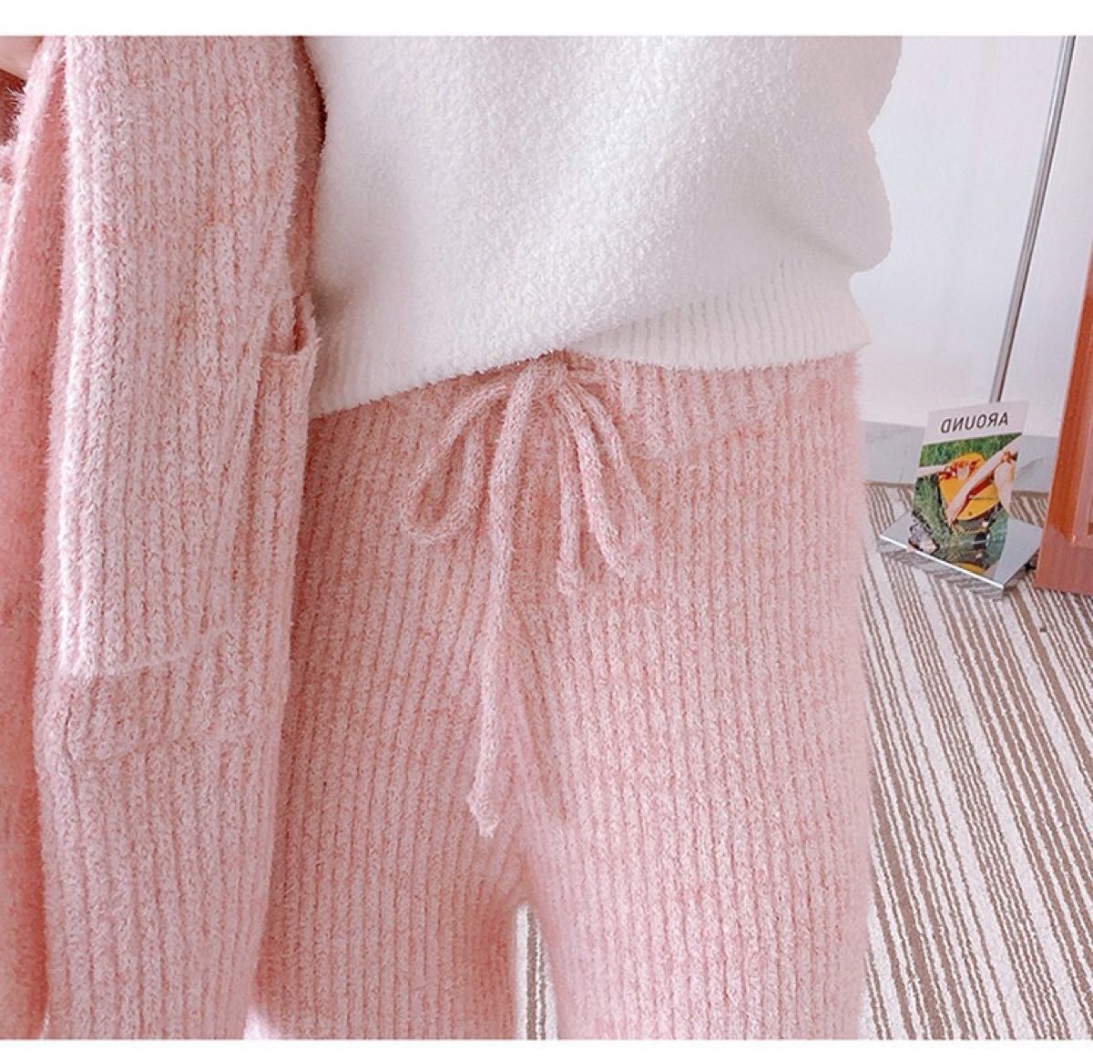 冬新作！日本初販売！可愛い、モコモコ、ふわふわ、３点セット！実用的パジャマ！ピンク