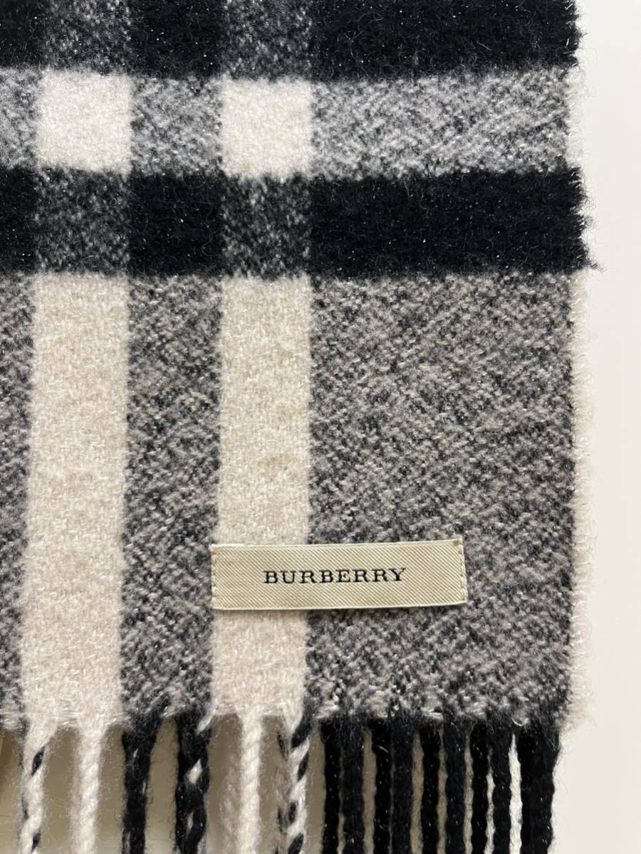 BURBERRY バーバリー 細長マフラー カシミア77%+その他 アイボリー系