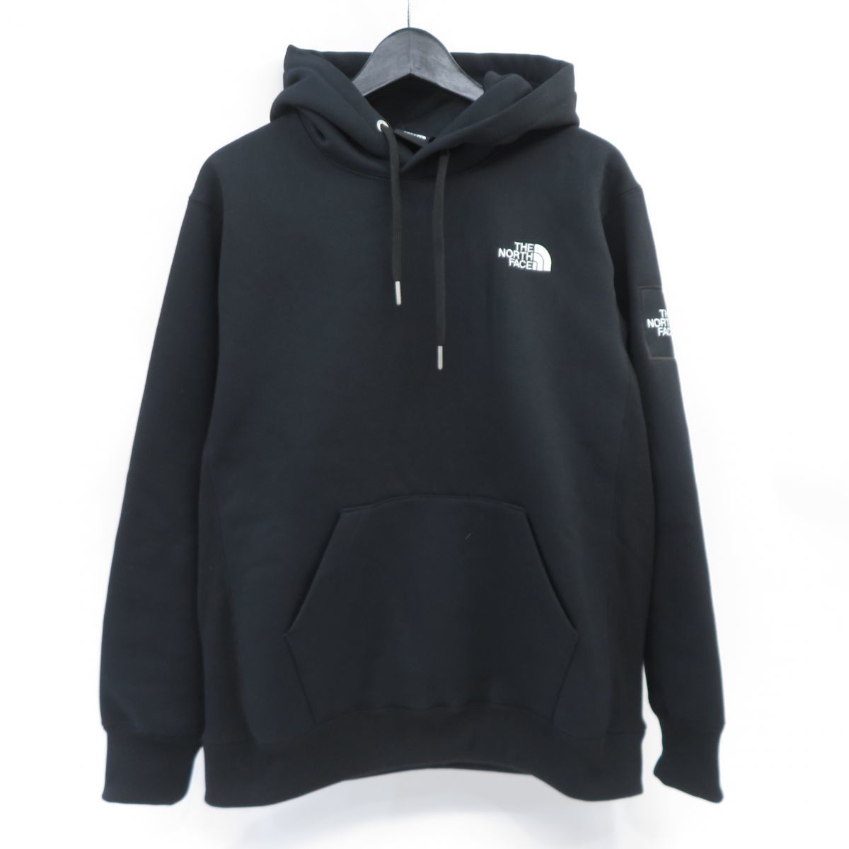 132s THE NORTH FACE ノースフェイス Square Logo Hoodie スクエア ロゴ フーディ NT62235 Mサイズ ブラック ※中古