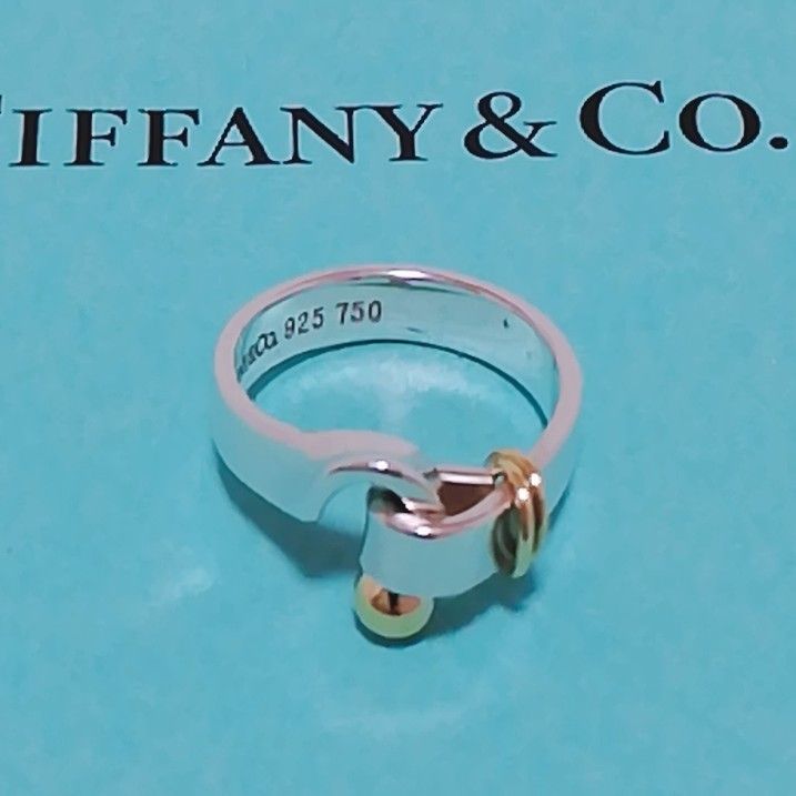 【希少】ティファニー フック＆アイ リング 7号 シルバー AG925 AU750 ゴールド TIFFANY&Co. 即決