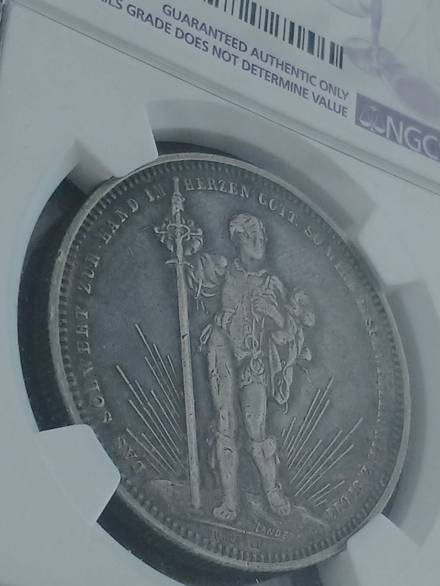 ★スイス連邦SWITZERLAND★BASEL射撃祭★5SFr銀貨★NGC鑑定品XF-detail★極美品★1879年★_画像7