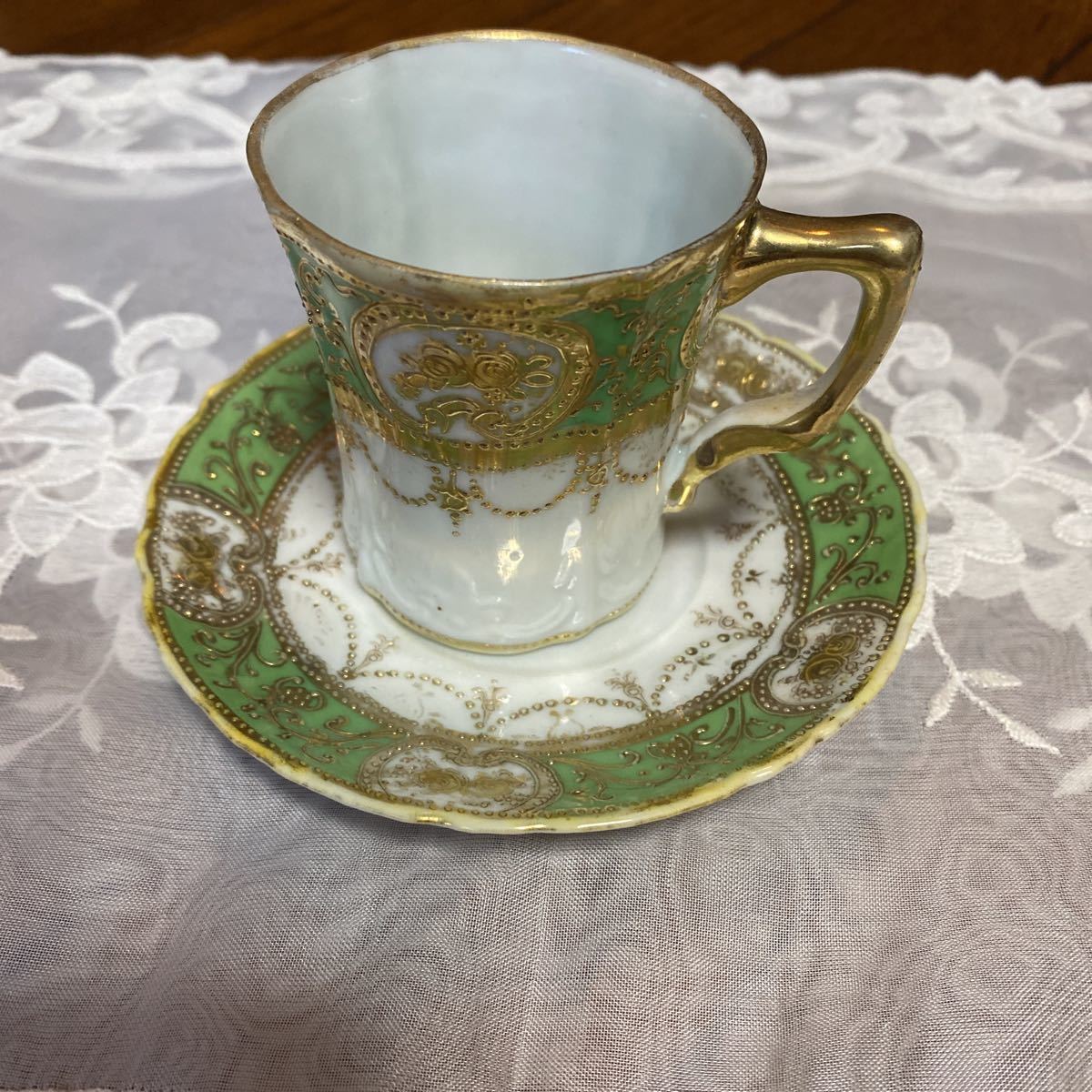  Old Noritake клен шоколад cup & блюдце золотой пик золотой пункт пик блестящий . интерьер незначительный царапина есть время ограничено последний ликвидация специальная цена 