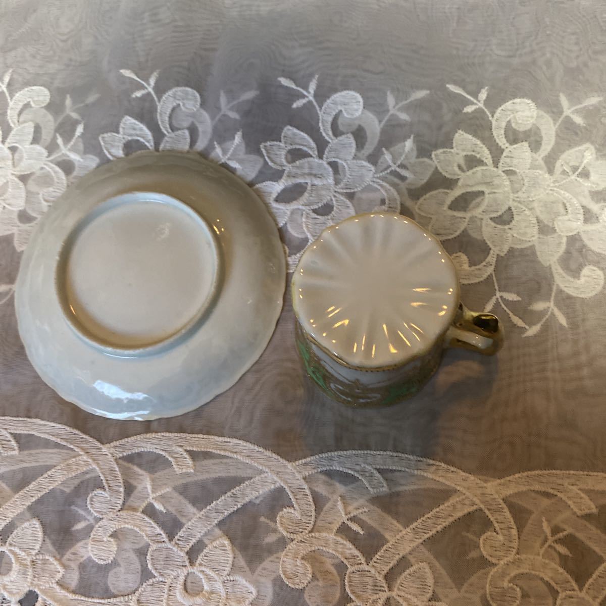  Old Noritake клен шоколад cup & блюдце золотой пик золотой пункт пик блестящий . интерьер незначительный царапина есть время ограничено последний ликвидация специальная цена 