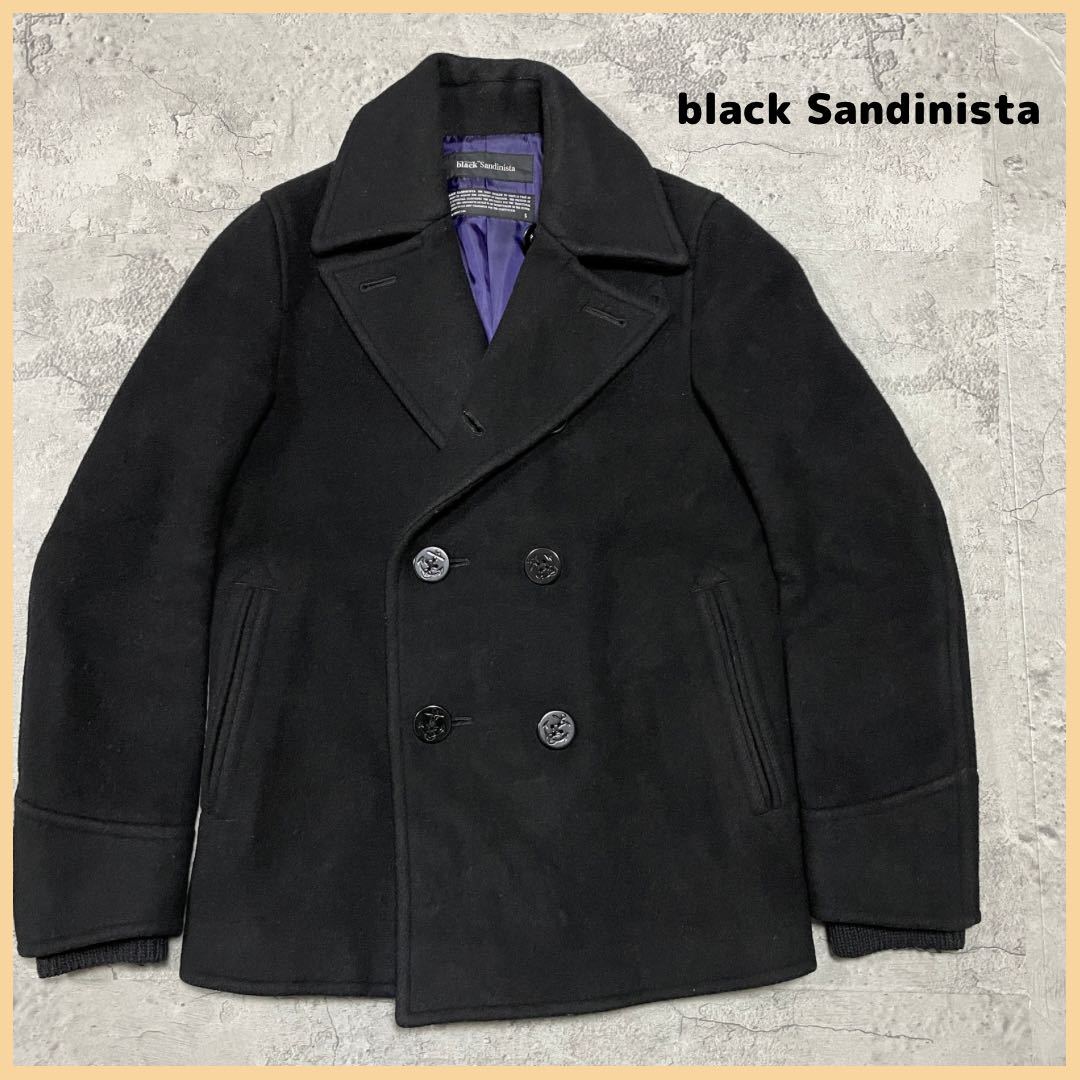 black Sandinista ブラック サンディニスタ ウールコート ピーコート日本製 ブラック サイズS 玉FL2377