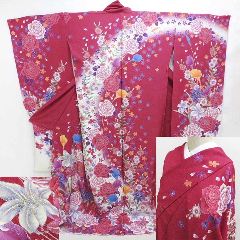 半額】 Club藤☆振袖 新品 未仕立品 ピンク系 カサブランカ 国産丹後