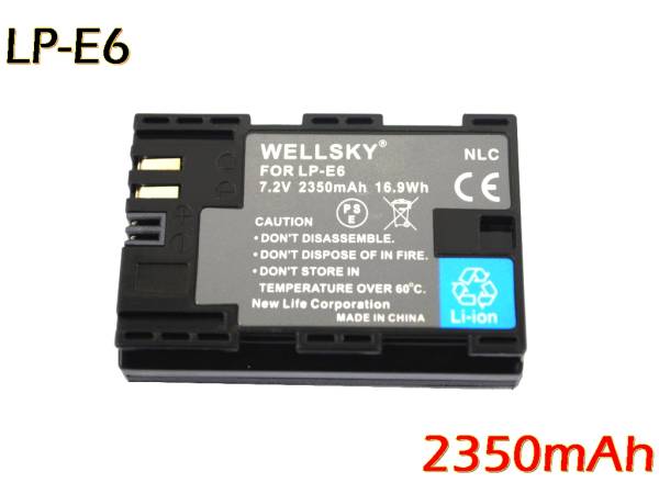 LP-E6NH LP-E6 LP-E6N 互換バッテリー 2350mAh [ 純正充電器で充電可能 残量表示可能 純正品と同じよう使用可能 ] EOS Canon キヤノン_純正品と同じよう使用可能