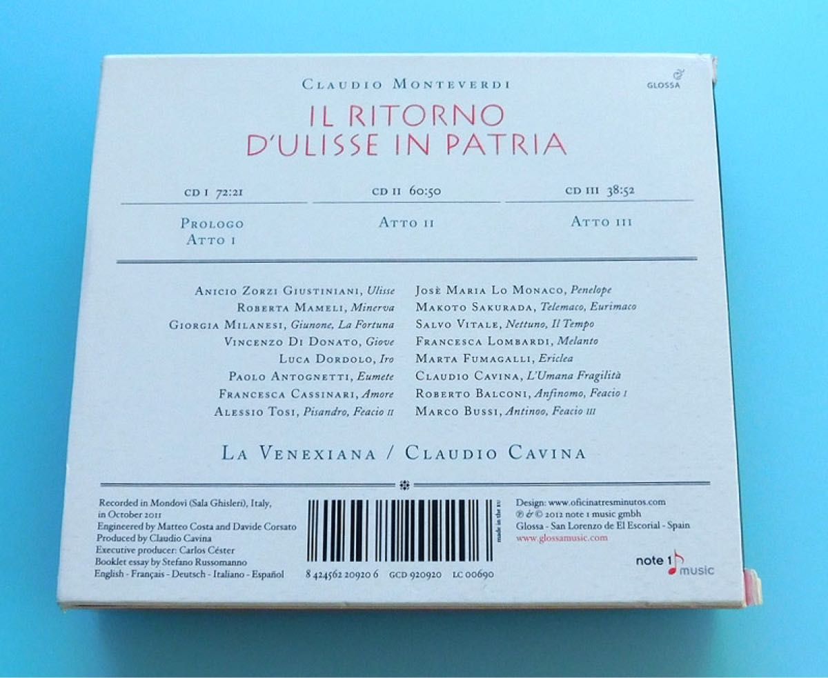 3枚組CD モンテヴェルディ：歌劇「ウリッセの帰還」