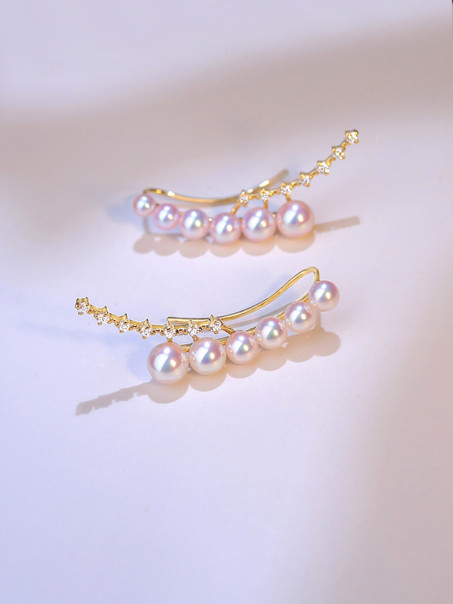 K18YG イエローゴールド あこや真珠 アコヤ 18金 ピアス イヤーカフ フックピアス パール 18K akoya pearl_画像3