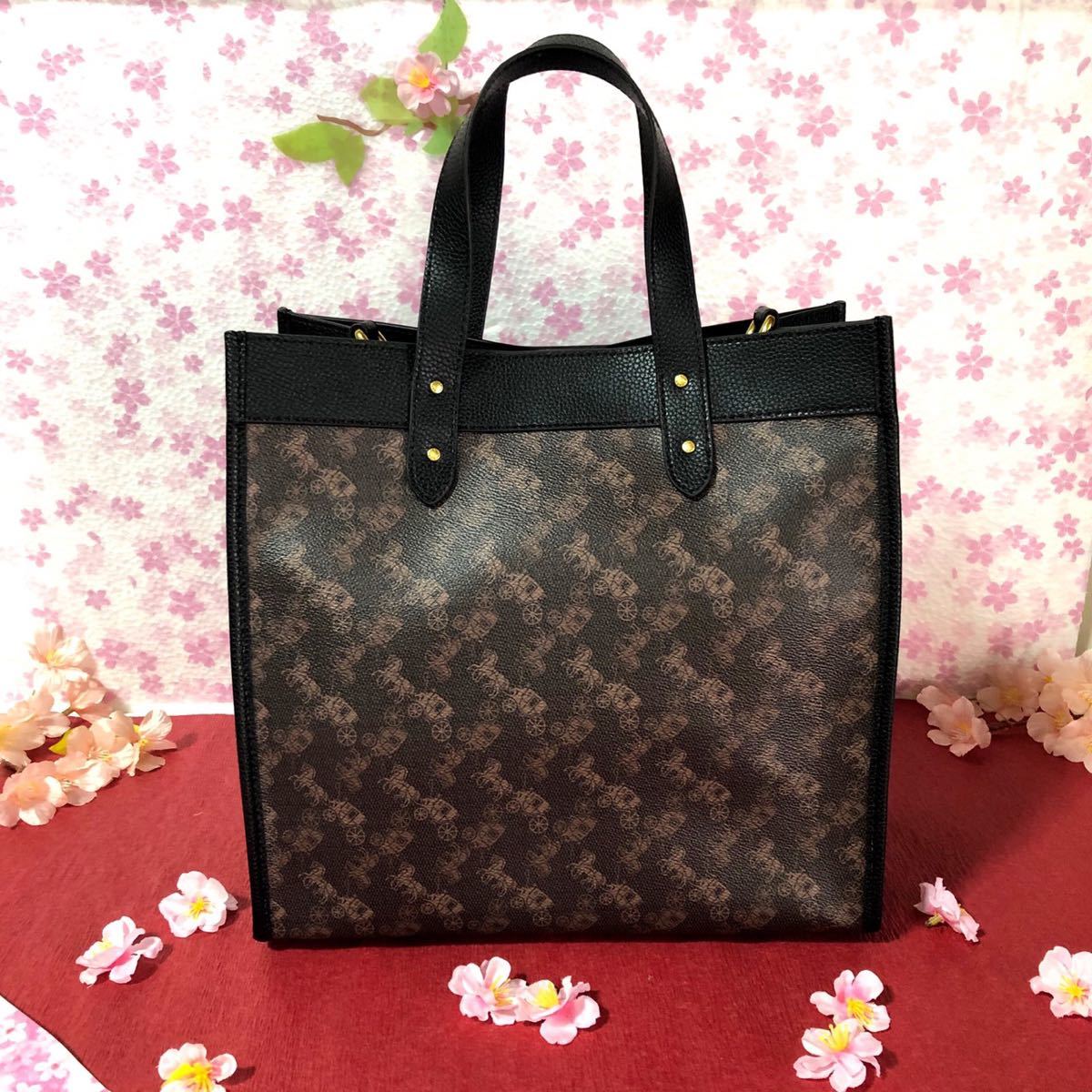 COACH トートバッグショルダーバッグホースアンドキャリッジ ダークブラウン 3