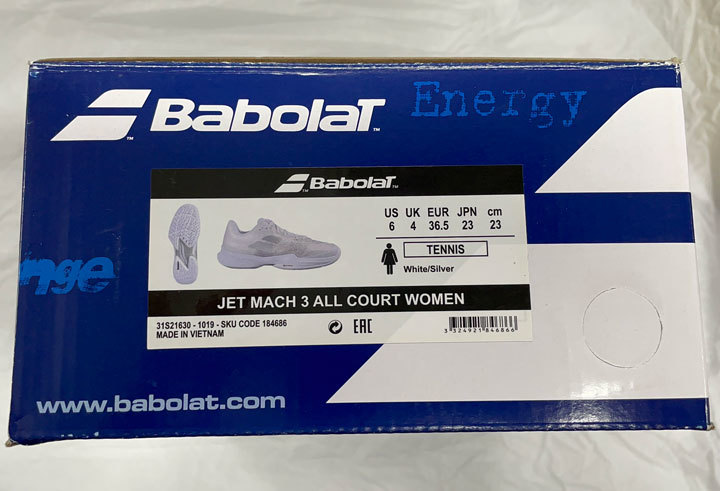 【新品・送料無料】Babolatバボラ テニスシューズ Jet Match 3 AC レディース 白/シルバー 23cm bb184686_画像10