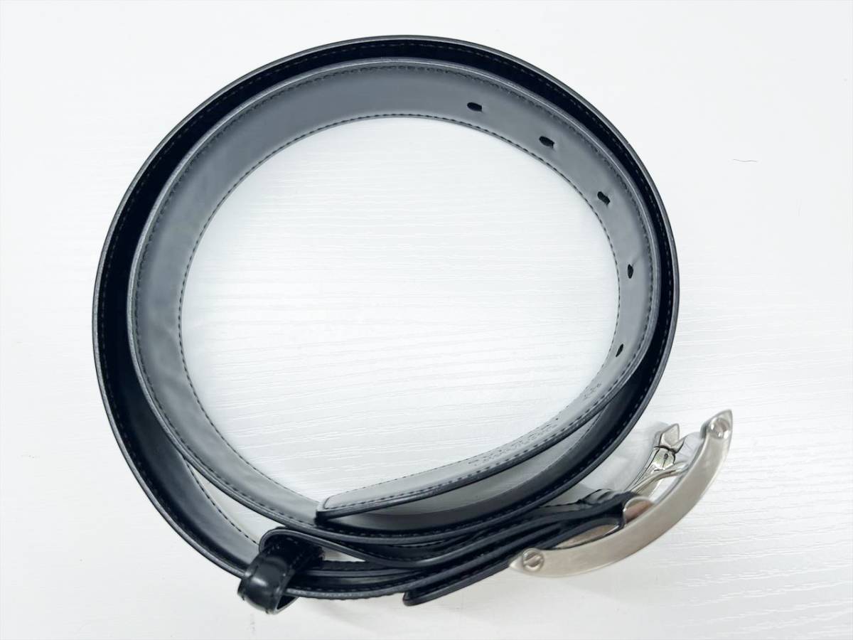 美品 BVLGARI ブルガリ アショーマ レザー ベルト 黒 77~87cm 今