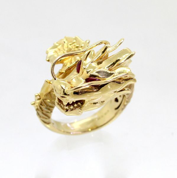 経典 ◎中古美品◎18金 ルビー 0.26ct 龍デザイン リング 14号 ゴールド