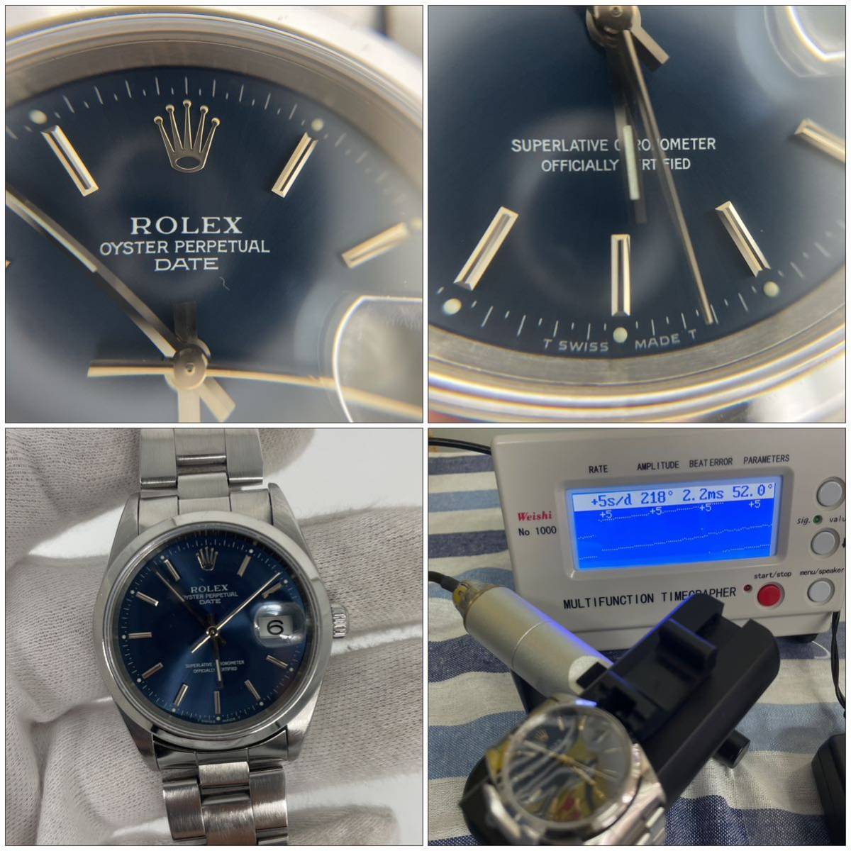 ROLEX ロレックスオイスターパーペチュアル デイト　自動巻き 15200 A番　青文字盤　腕時計_画像8