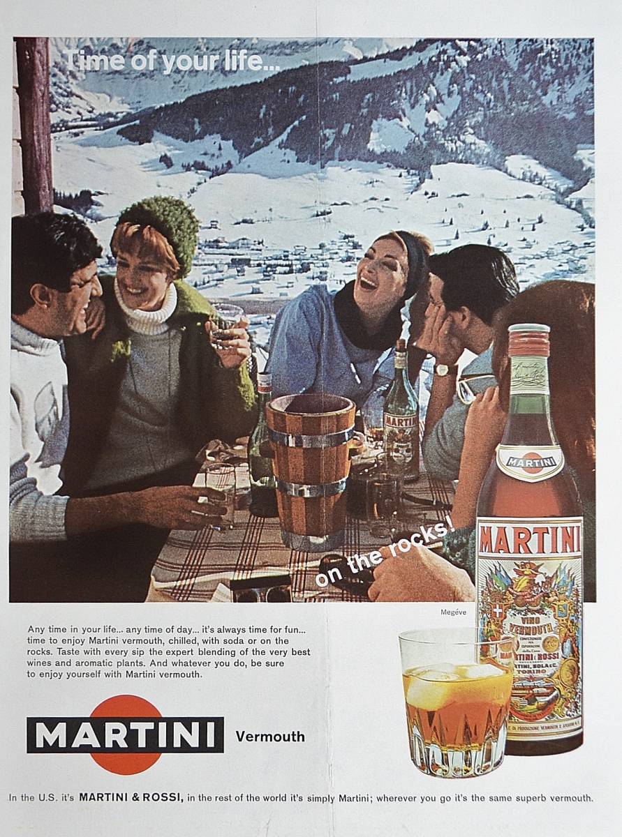 4年保証』 稀少 1960年代マルティーニ広告 Martini Vermouth 酒 スキー