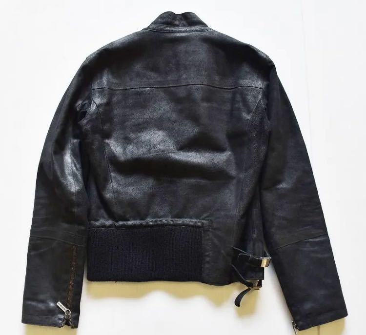 DIRK BIKKEMBERGS 牛革レザーライダースジャケット 黒 46-