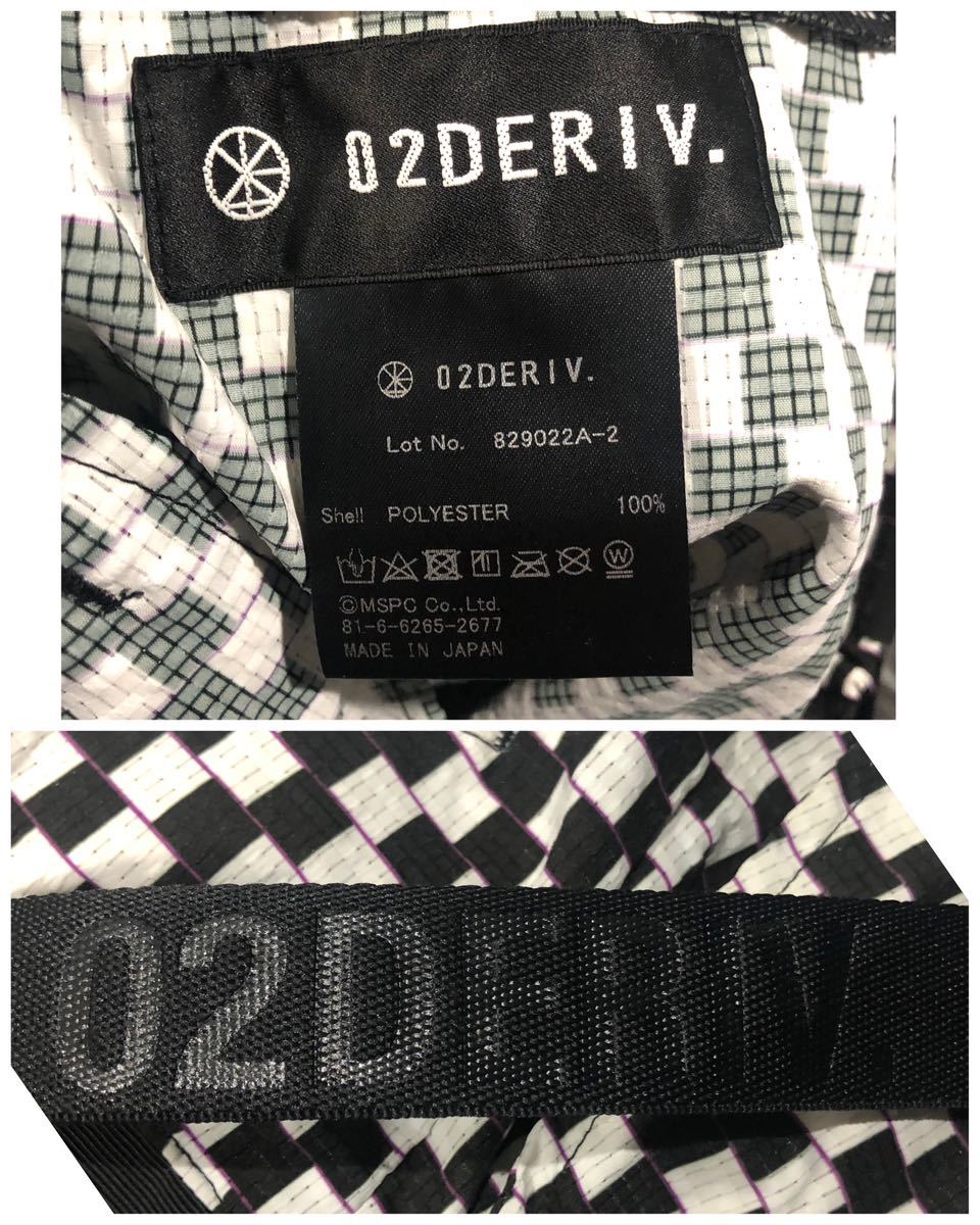 □ /O2DERIV./ツーディライブ/メンズ/ワンサイズ/ブラック×ホワイト/黒×白/パンツ/薄手/ベルト付き/サイズ調節可能/チェッカーフラッグ風_ブランドのタグ、ロゴが施されています