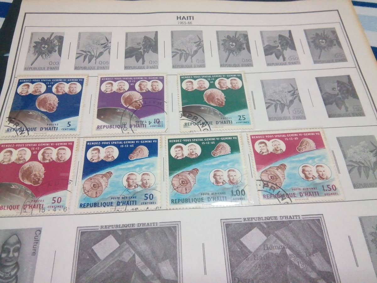 ハイチ、主に1960代のカラフルな記念切手各種110種類＝透明セロ紙で包んだリー類、未使用/使用済みの画像5