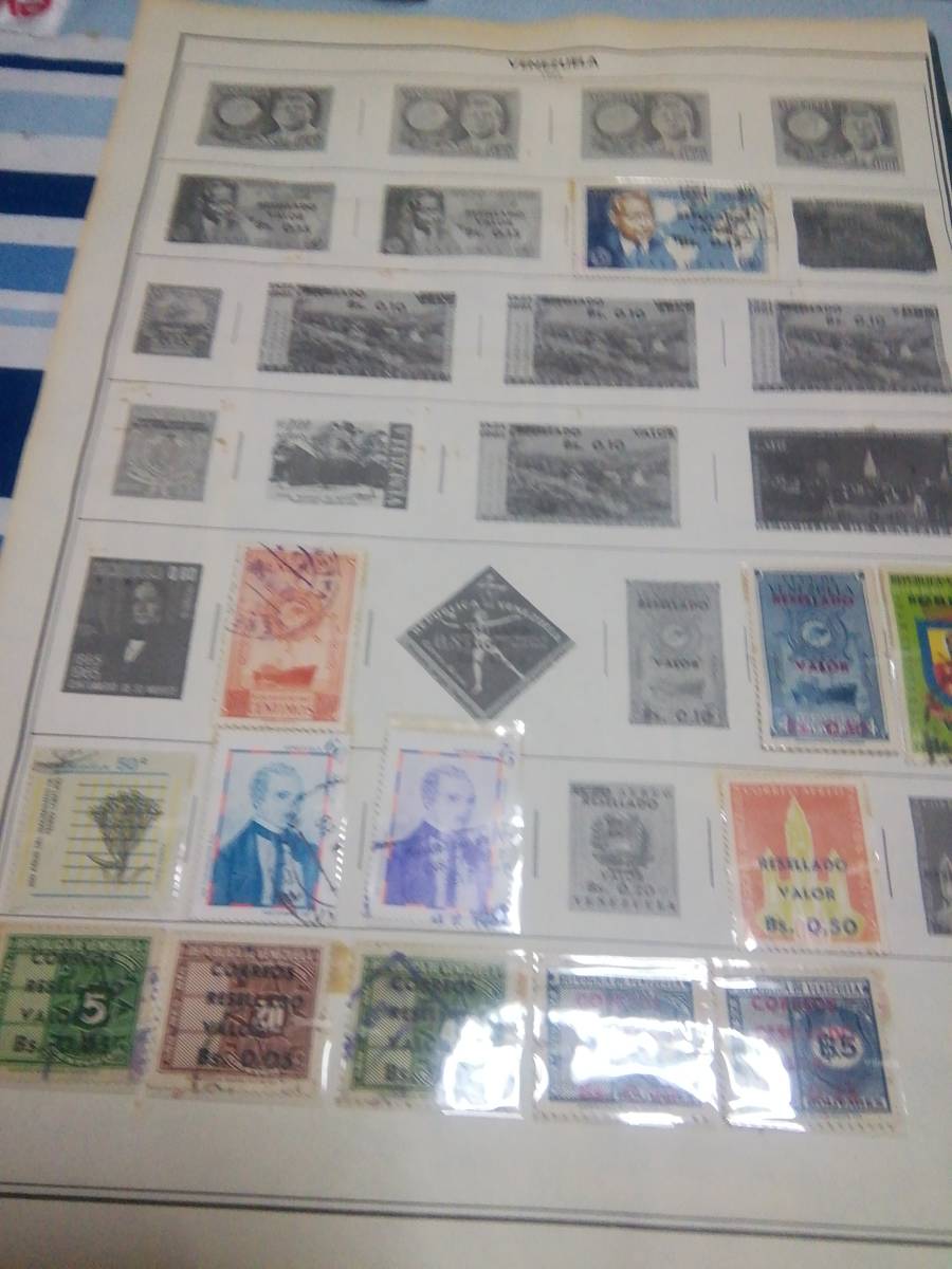 旧いアルバムリーフ：ベネゼエラ、 戦前＋1960/1980年代の記念通常切手など 約190枚貼付、殆ど異種、状態混合の画像10