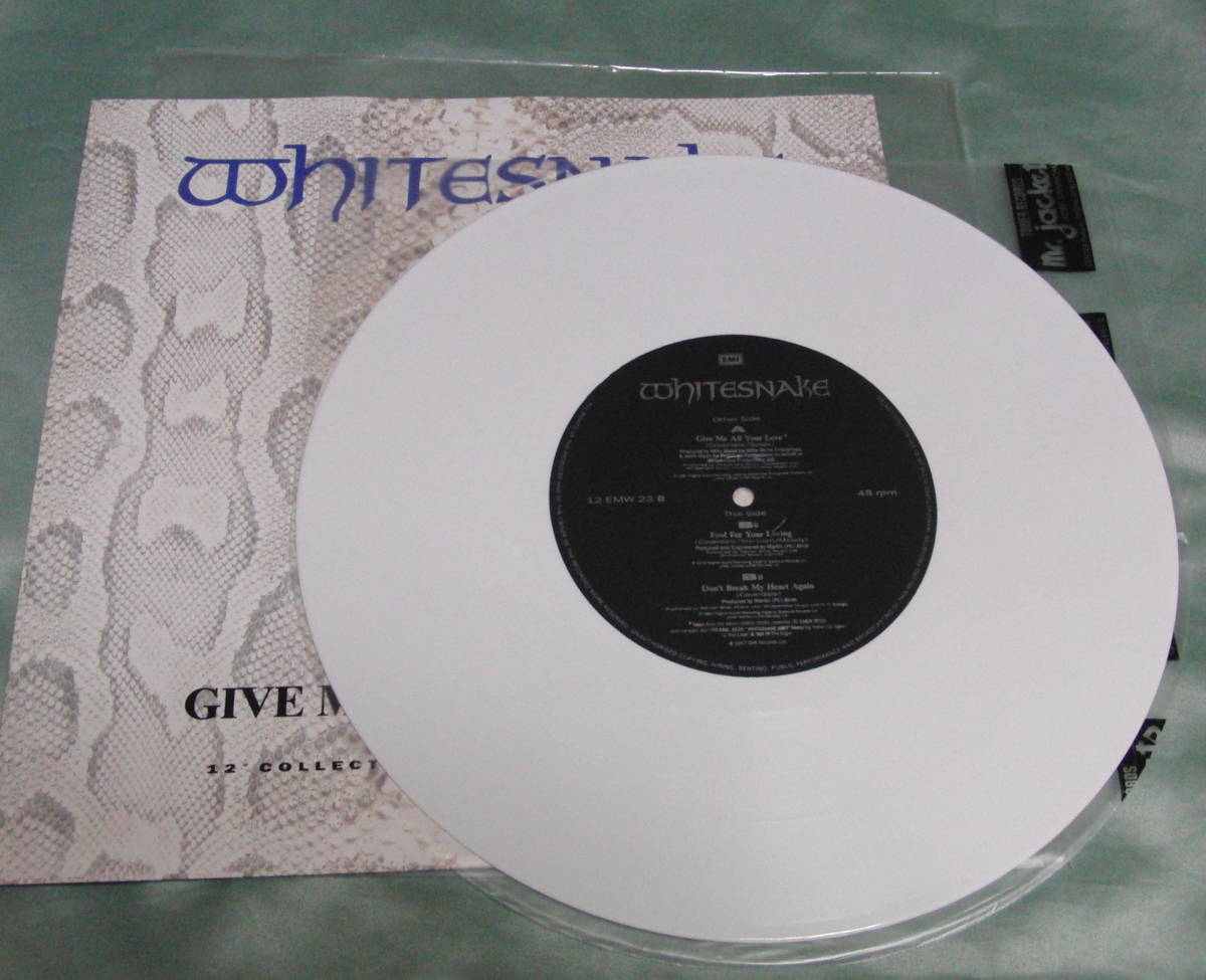 12inch Collectors Edition Whit Vinyl：WHITESNAKE ホワイトスネイク／GIVE ME ALL YOUR LOVE_画像1