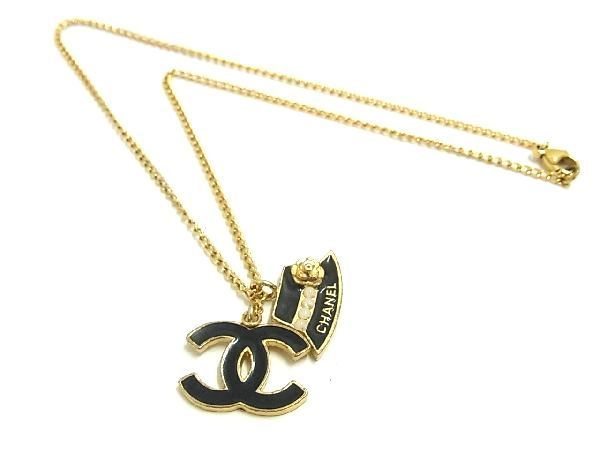 1円 ■美品■ CHANEL シャネル ココマーク 帽子モチーフ ネックレス ペンダント アクセサリー ゴールド系×ブラック系 AG5354bオ_画像1