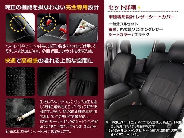 送料無料 PVCレザーシートカバー ジムニー JB23W H12/4～H16/10 4人乗り ブラック フルセット 内装 本革調 レザー仕様 座席 純正交換用_画像2