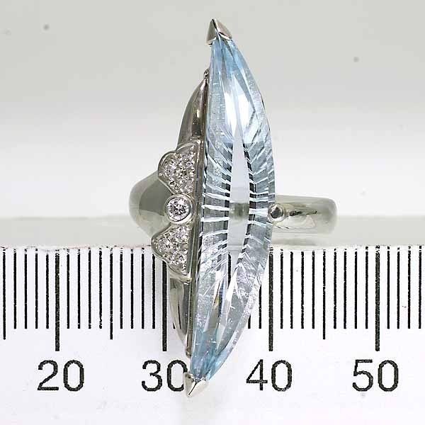 ブルートパーズ 7.62ct ダイヤモンド 0.10ct プラチナ PT900 リング